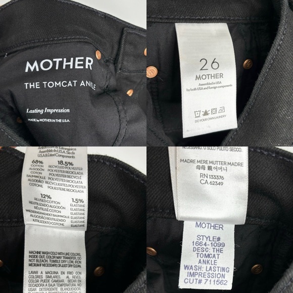 MOTHER Tomcat Ankle in Lasting Impression Black Size 26 New - Picture 12 of 15